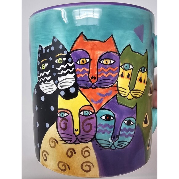 Vintage Laurel Burch 1998 "Fantasticats" Multicolor Ceramic Coffee Tea Mug - Picture 2 of 10